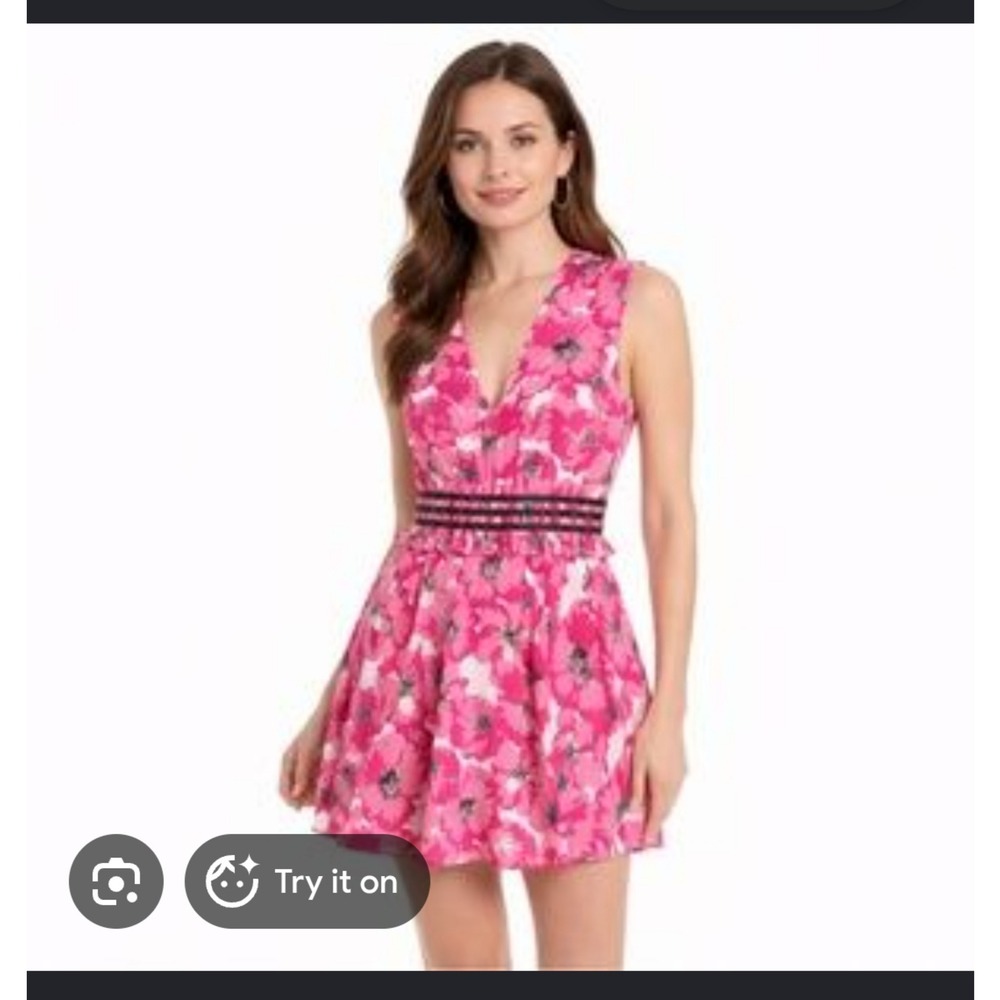 The Kooples NWT Pink Floral Silk Fit & Flare Dress Summer Party US Size Large‎ - Picture 13 of 15